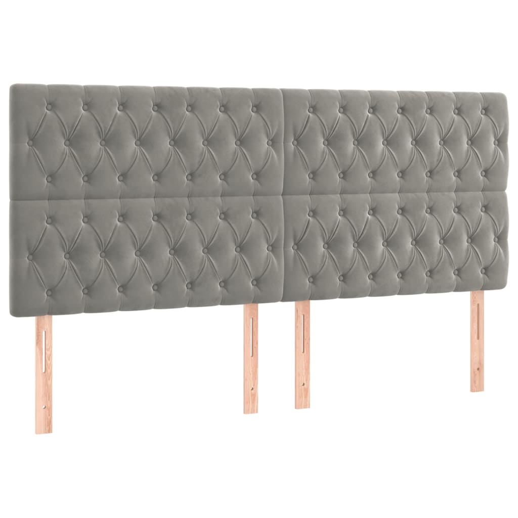 Kopfteil Hellgrau 180 x 7 x 118/128 cm Samt