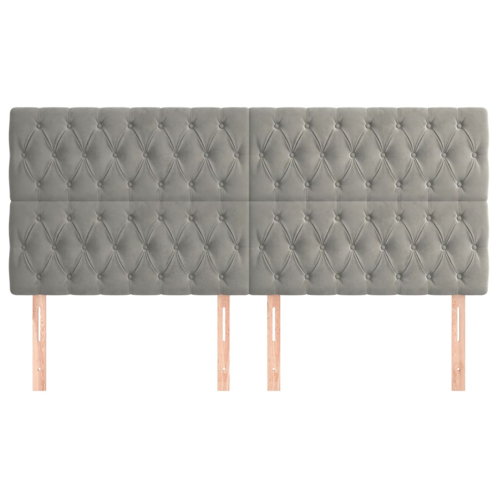 Kopfteil Hellgrau 180 x 7 x 118/128 cm Samt
