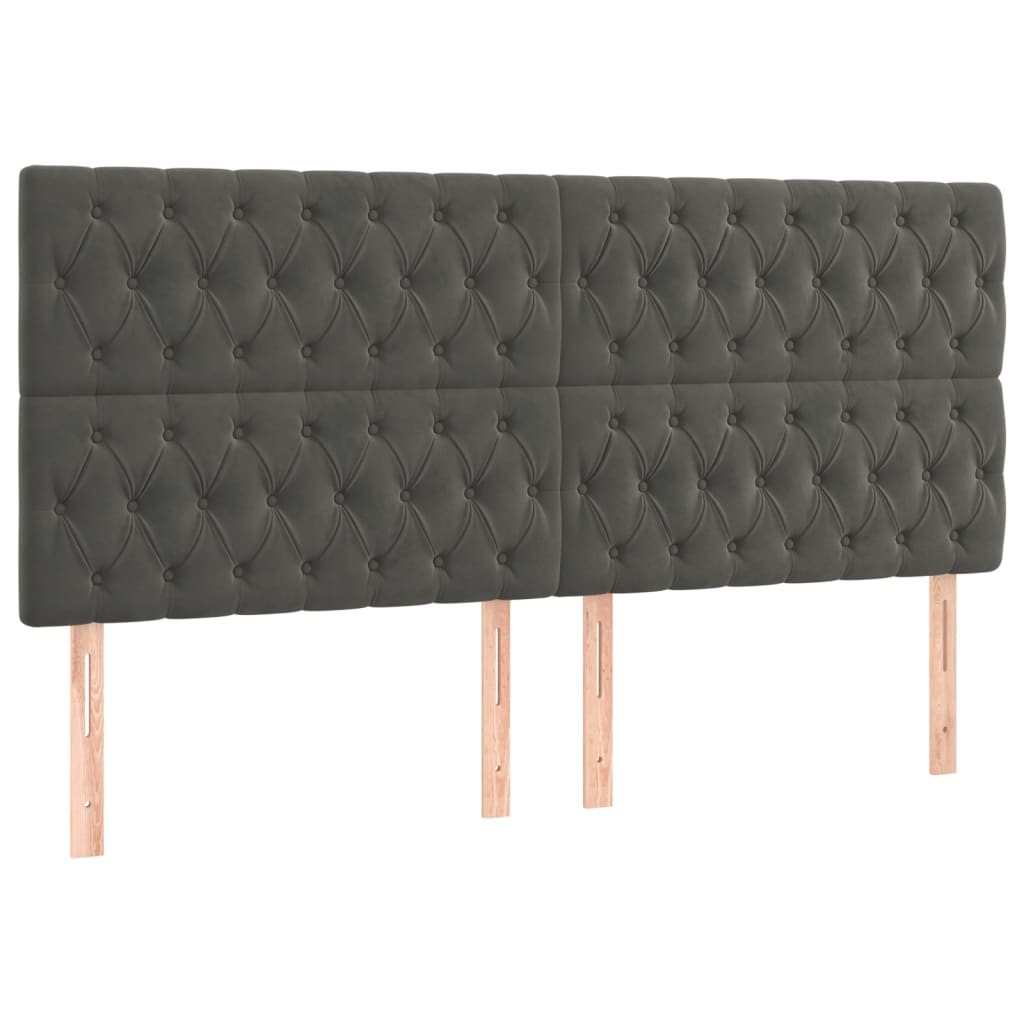 Kopfteil Dunkelgrau 180 x 7 x 118/128 cm Samt