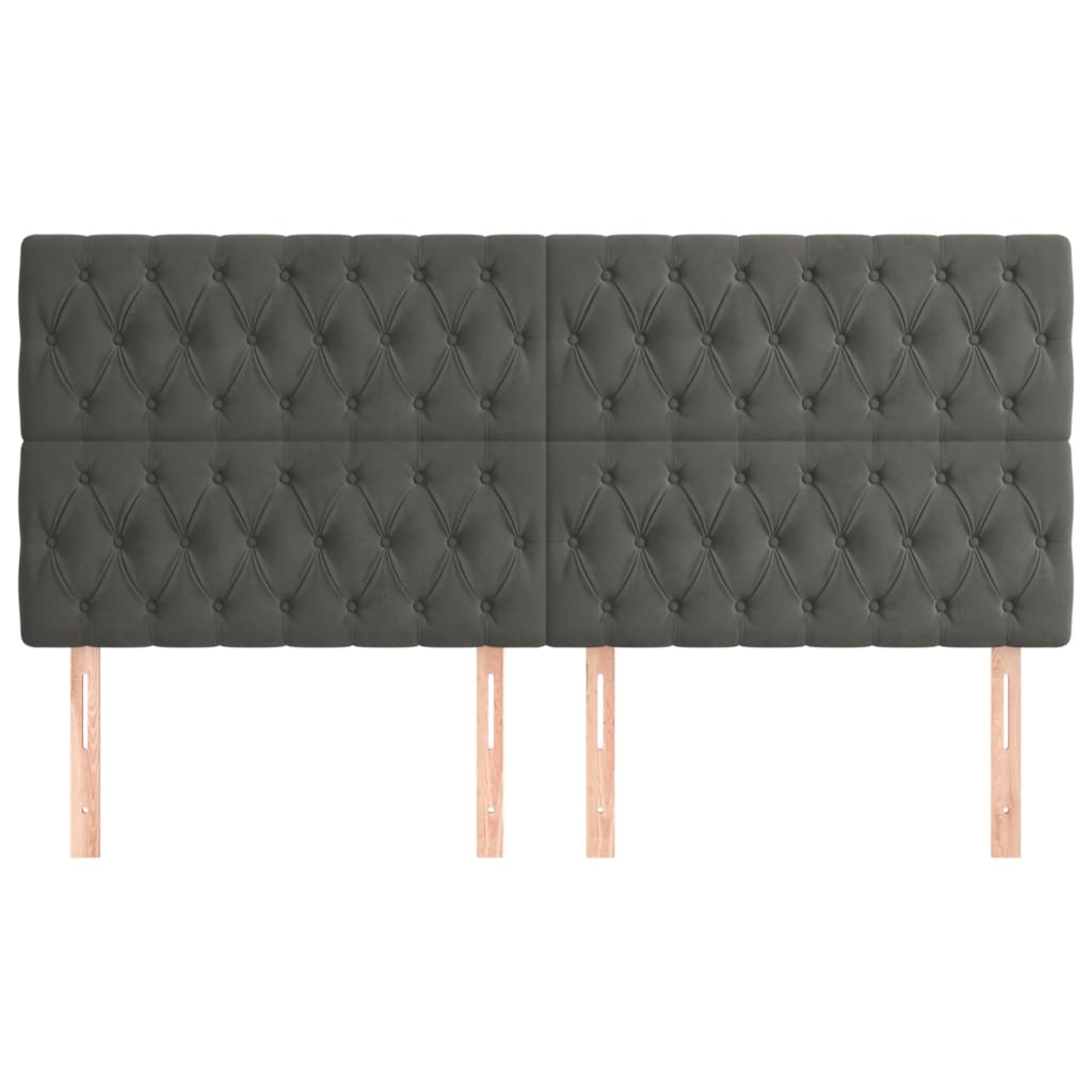 Kopfteil Dunkelgrau 180 x 7 x 118/128 cm Samt