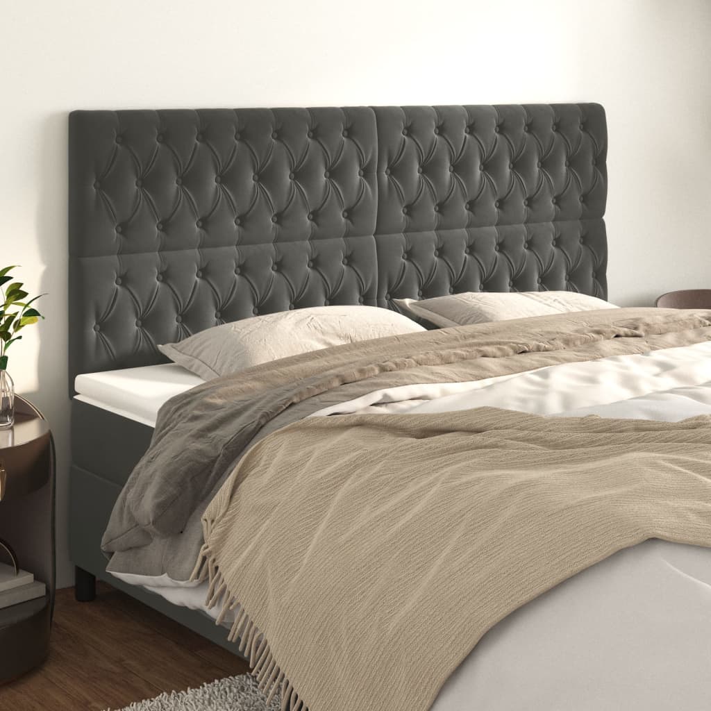 Kopfteil Dunkelgrau 180 x 7 x 118/128 cm Samt