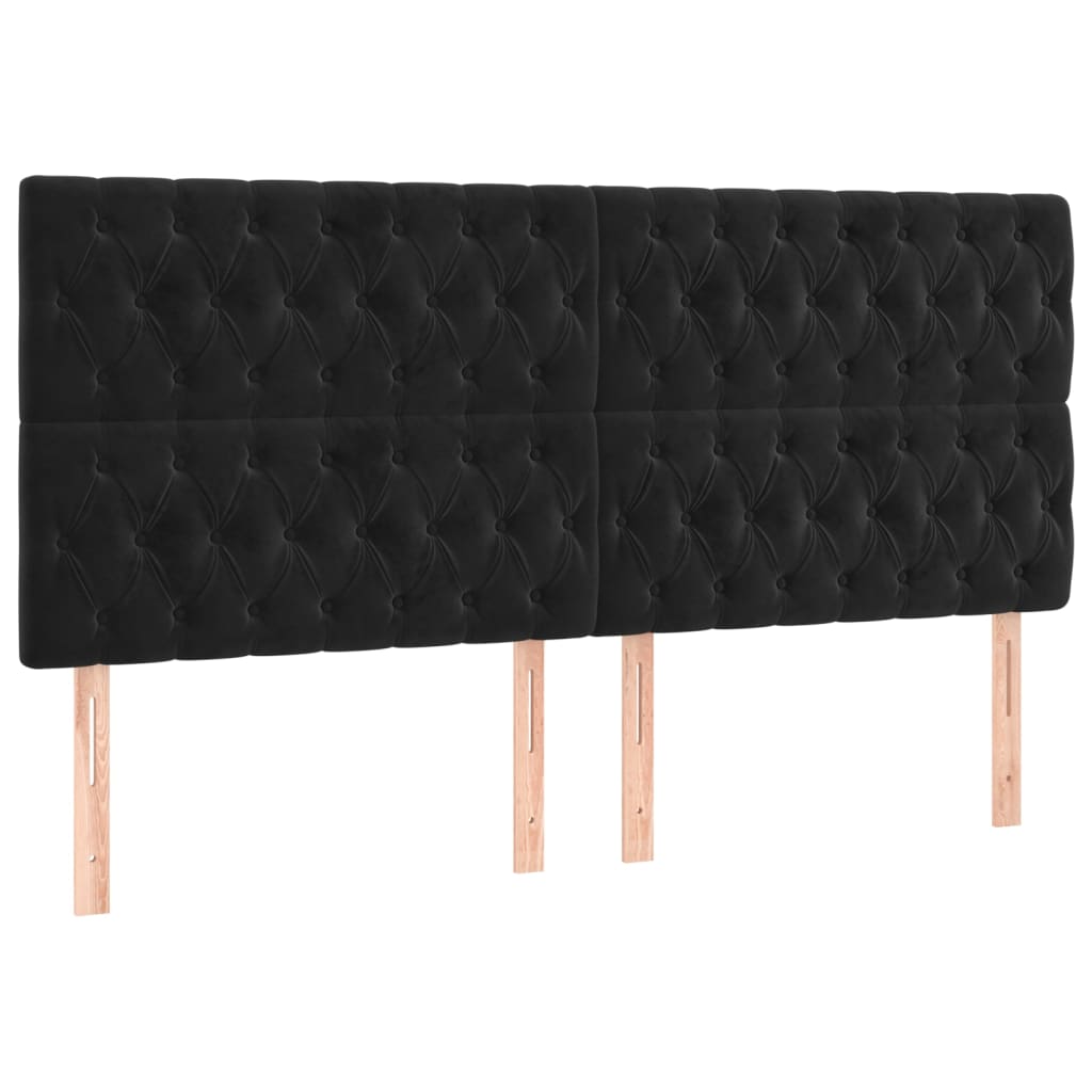 Kopfteil Schwarz 180x7x118/128 cm Samt