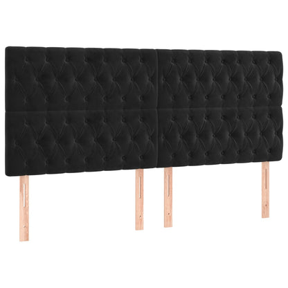 Kopfteil Schwarz 180x7x118/128 cm Samt