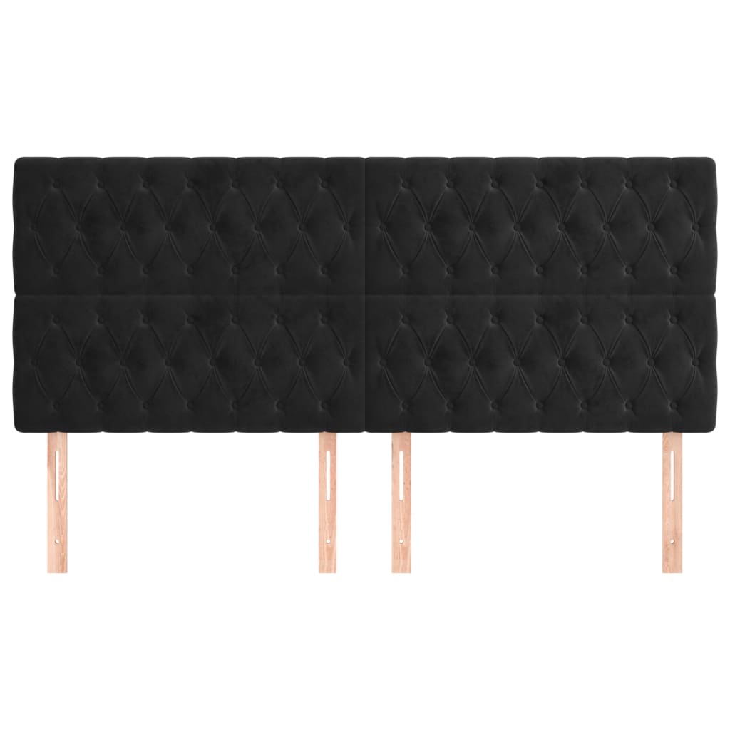Kopfteil Schwarz 180x7x118/128 cm Samt