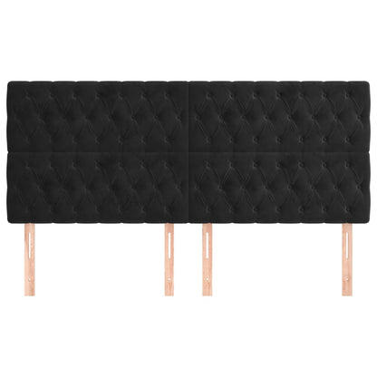 Kopfteil Schwarz 180x7x118/128 cm Samt