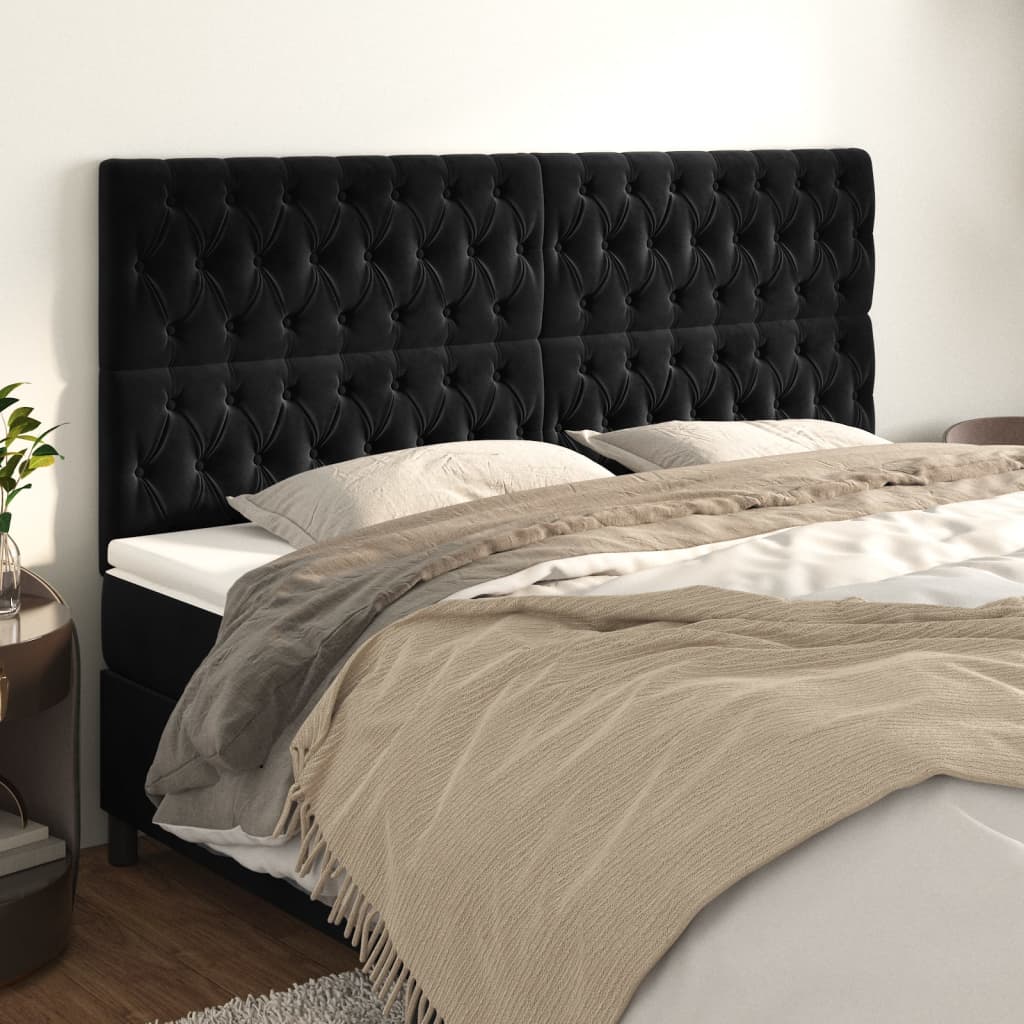 Kopfteil Schwarz 180x7x118/128 cm Samt