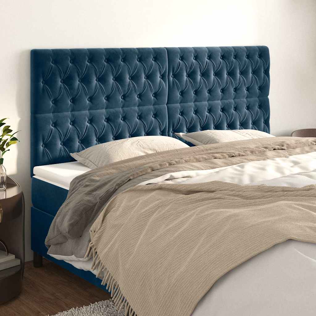 Kopfteil Dunkelblau 180x7x118/128 cm Samt