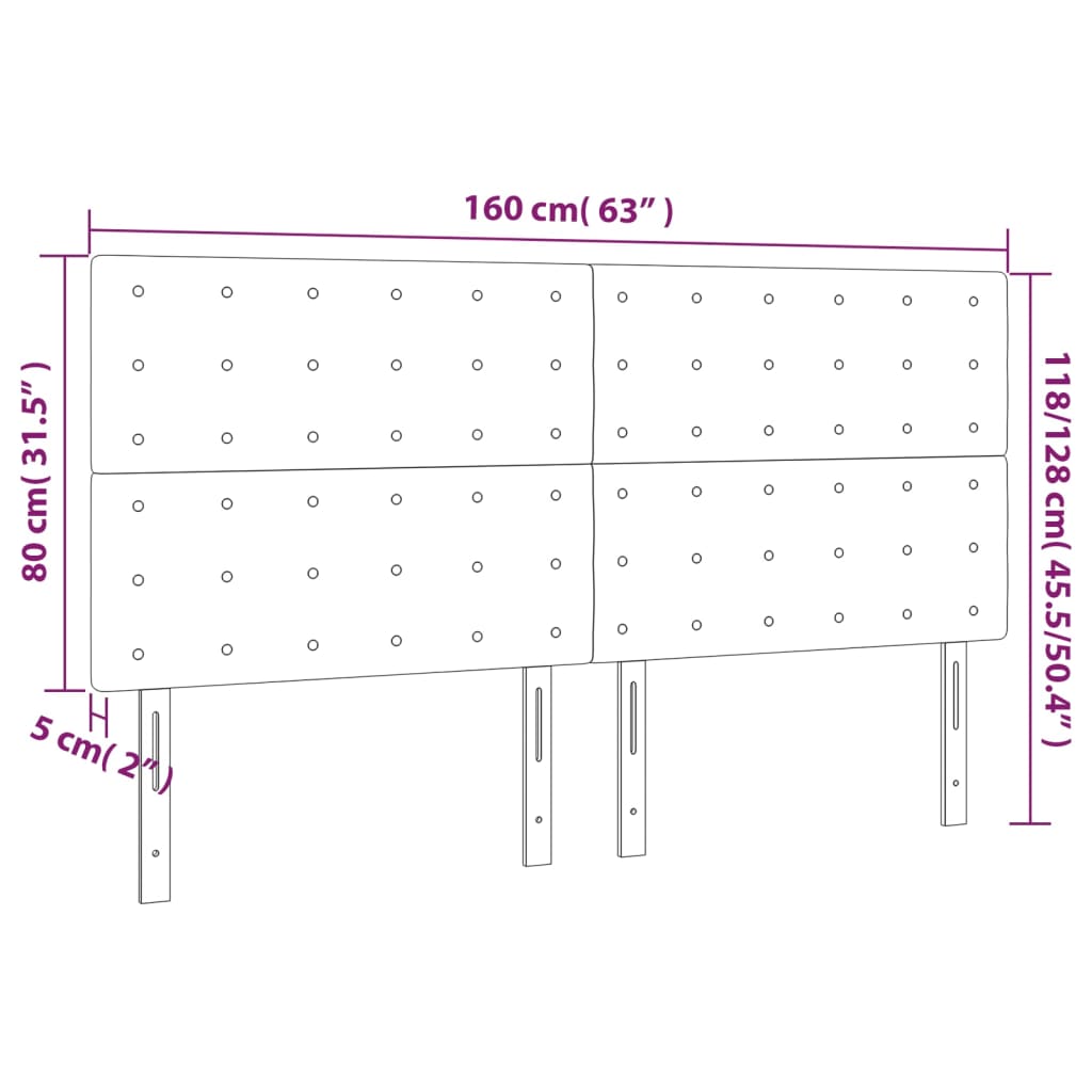 Kopfteil Schwarz 160 x 5 x 118/128 cm Stoff