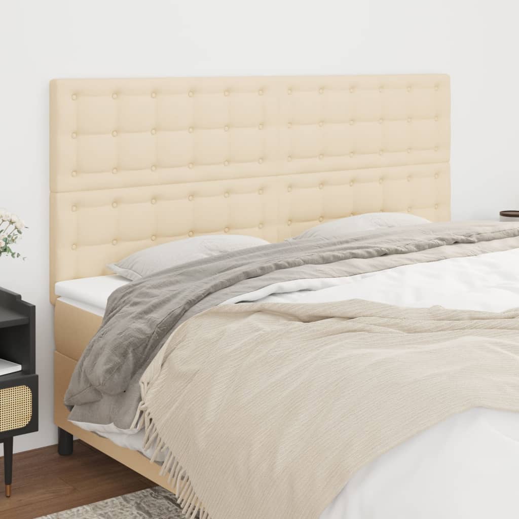 Kopfteil Creme 160x5x118/128 cm Stoff