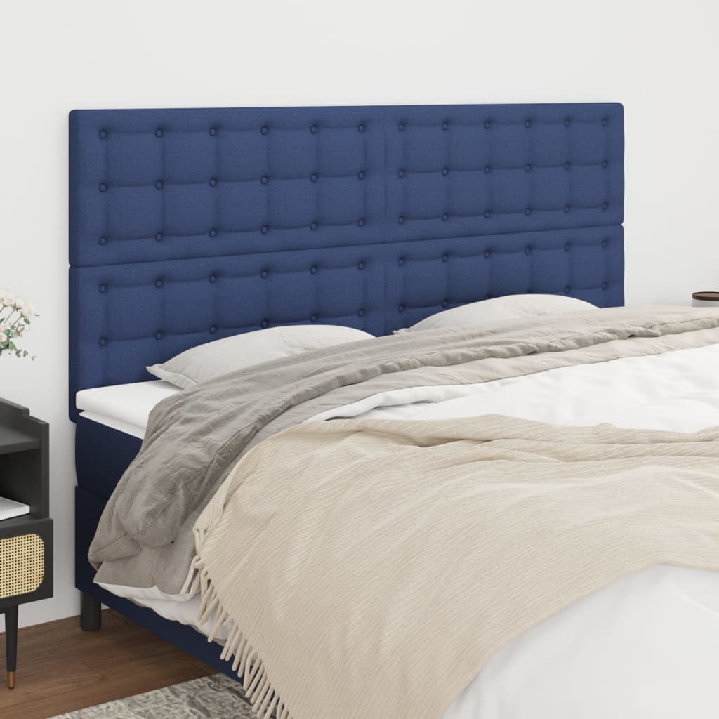 Kopfteil Blau 160x5x118/128 cm Stoff