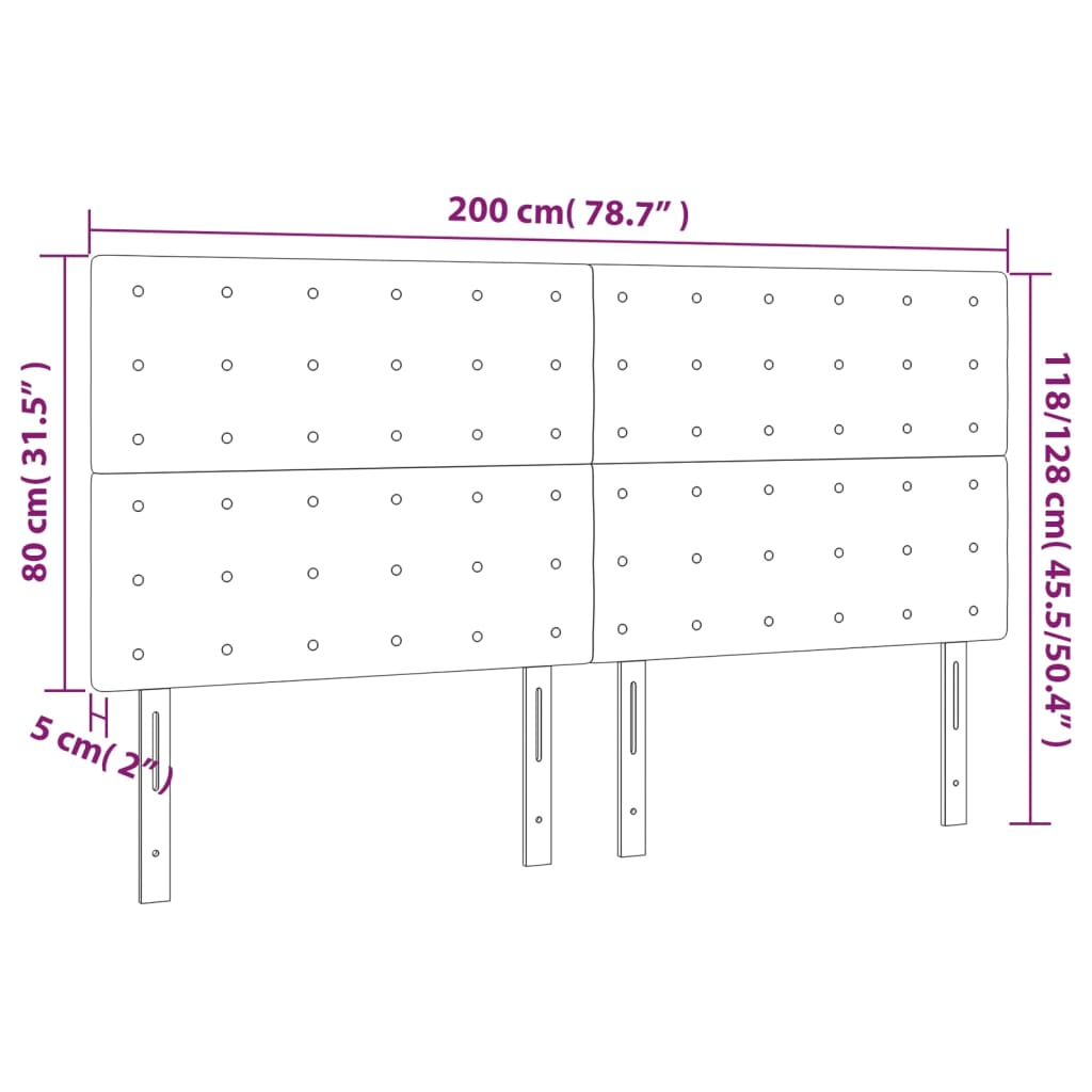 Kopfteil Hellgrau 200 x 5 x 118/128 cm Stoff