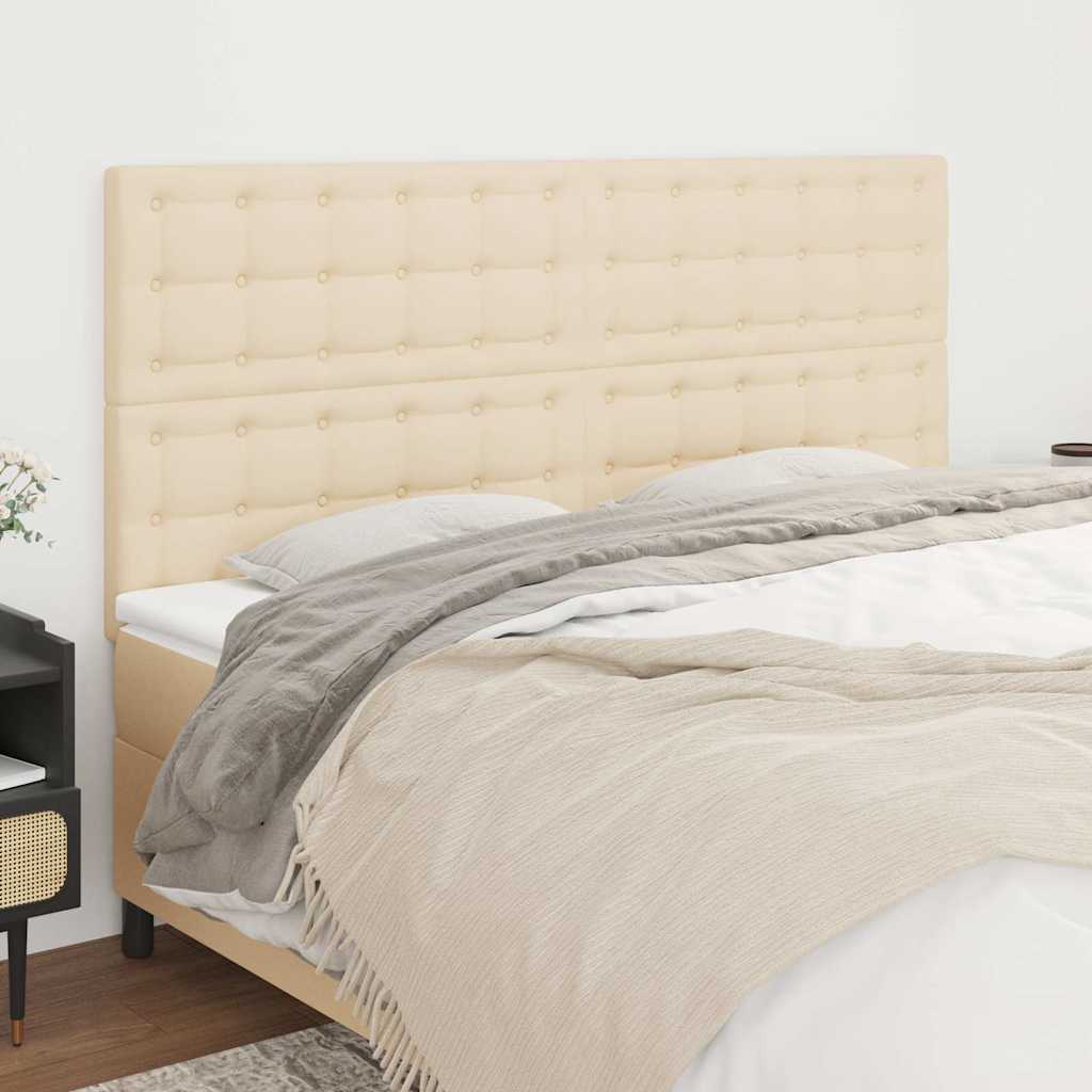 Kopfteil Creme 200 x 5 x 118/128 cm Stoff