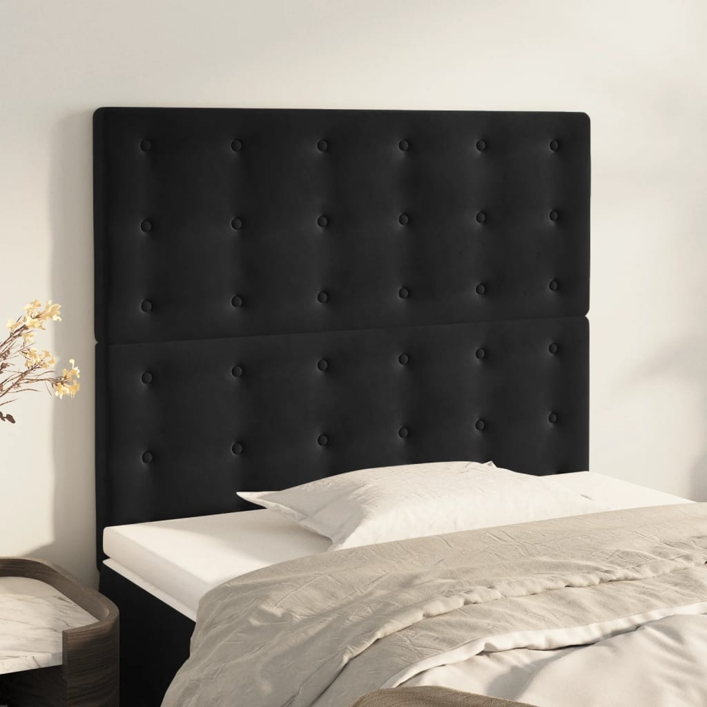Kopfteil Schwarz 80x5x118/128 cm Samt