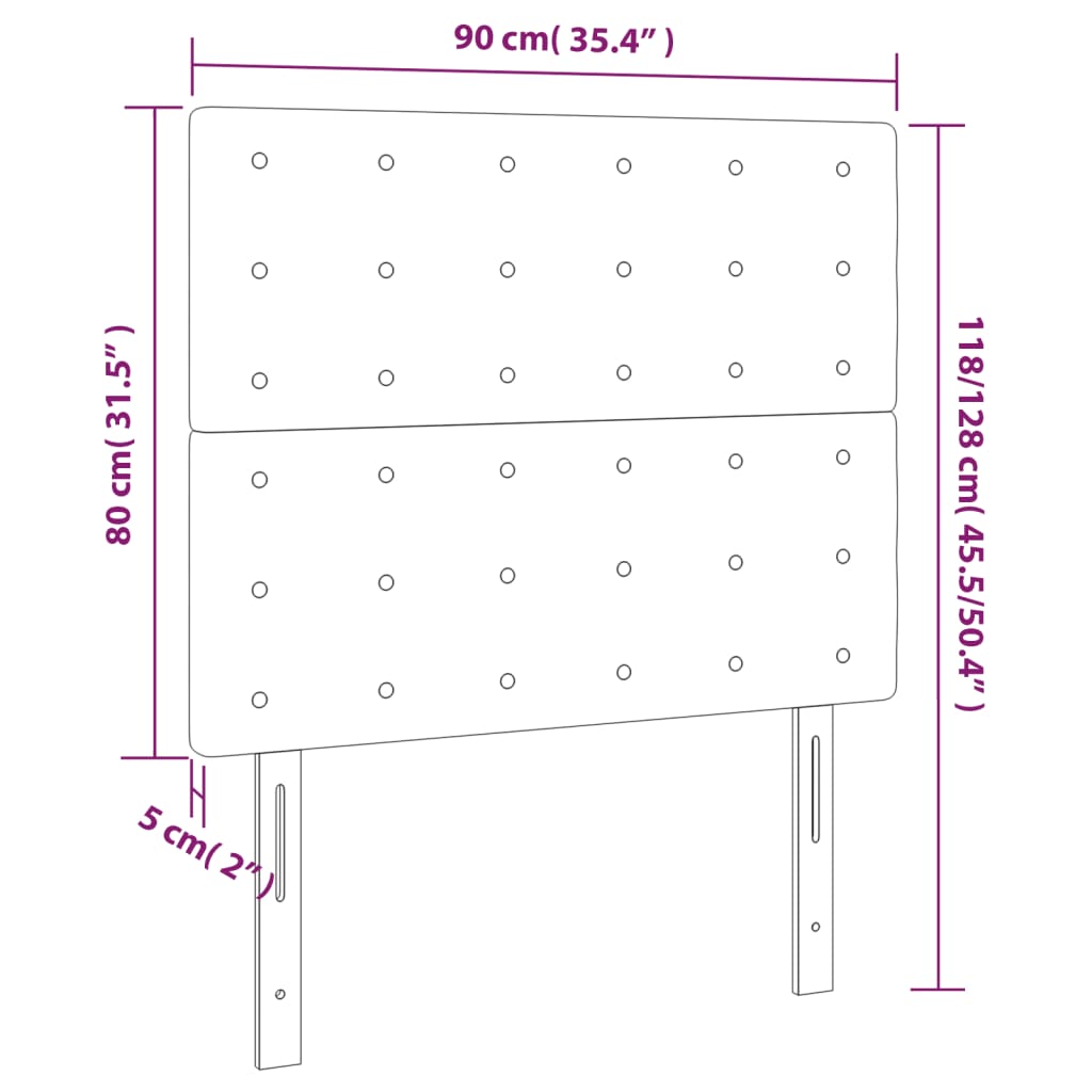 Kopfteil Schwarz 90x5x118/128 cm Samt