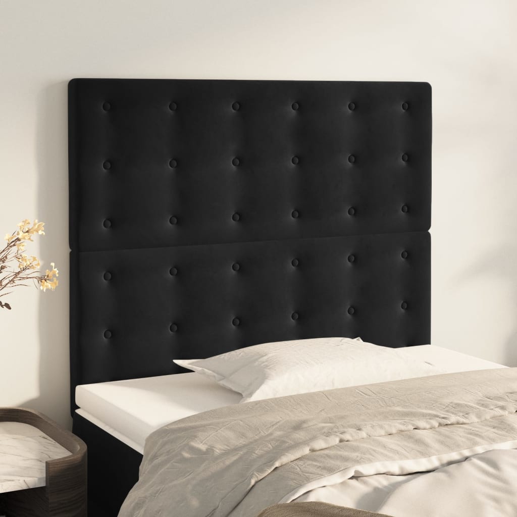 Kopfteil Schwarz 90x5x118/128 cm Samt