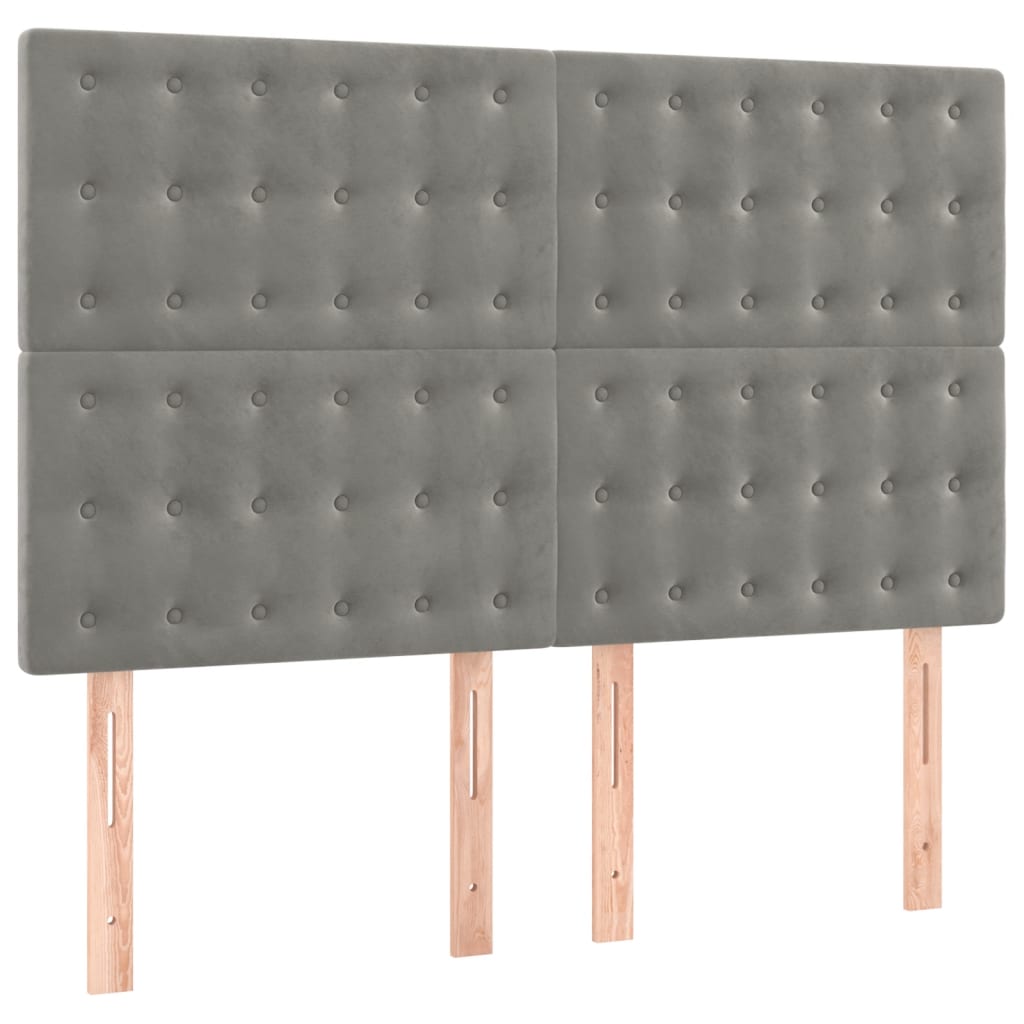 Kopfteil Hellgrau 144x5x118/128 cm Samt