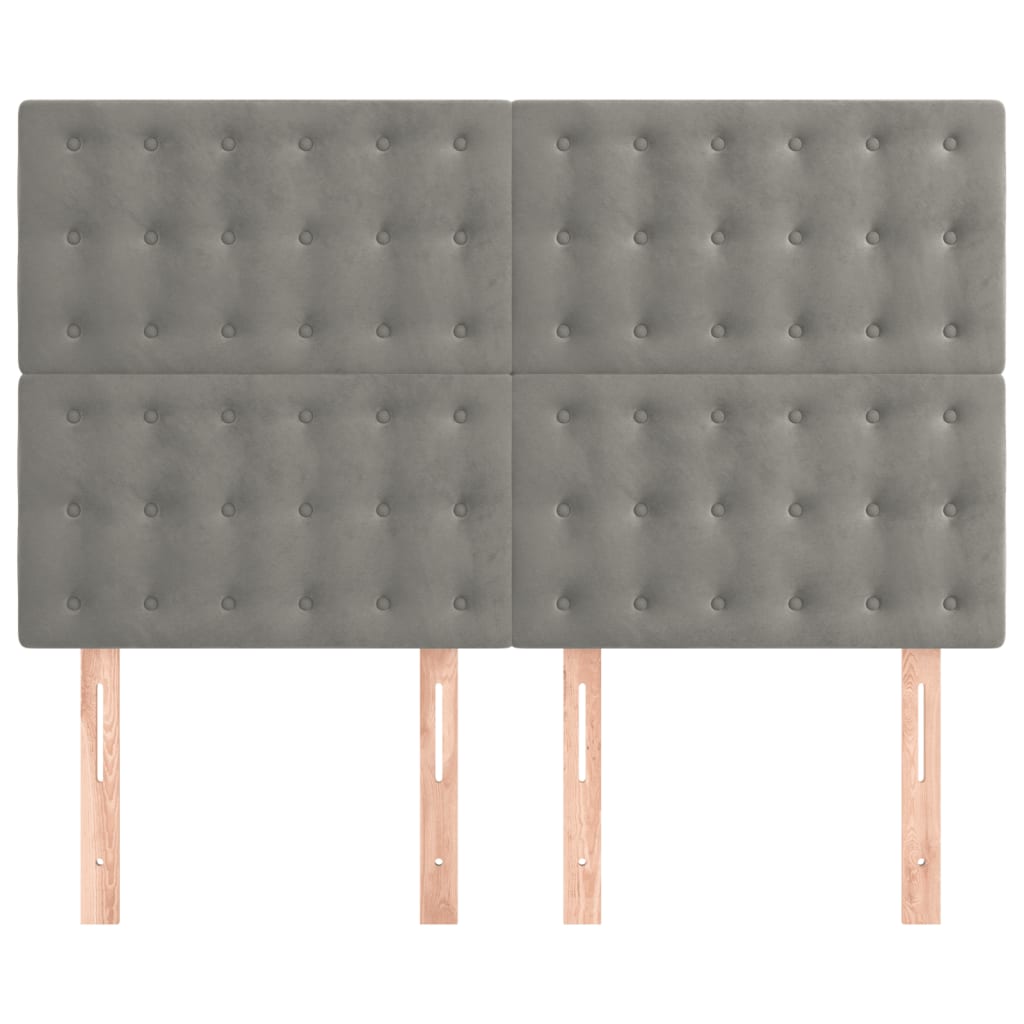 Kopfteil Hellgrau 144x5x118/128 cm Samt