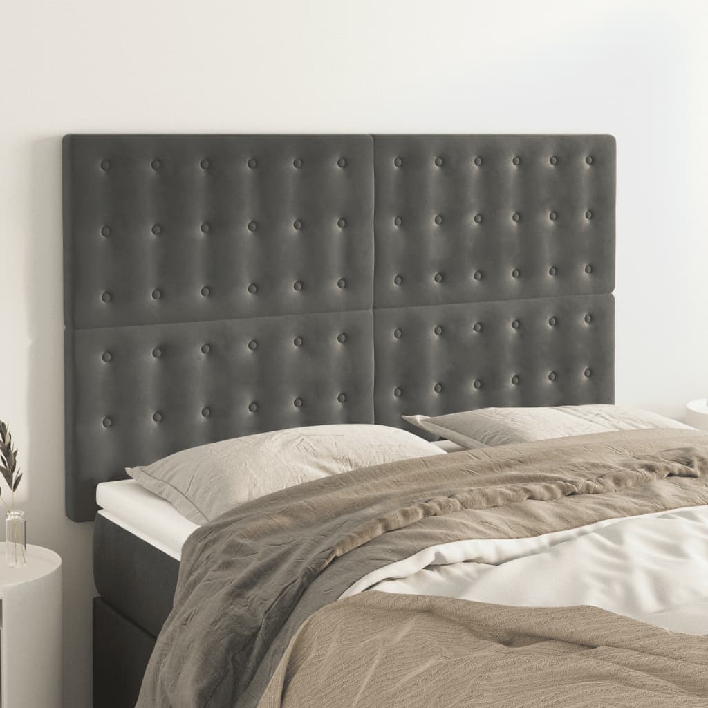 Kopfteil Dunkelgrau 144 x 5 x 118/128 cm Samt