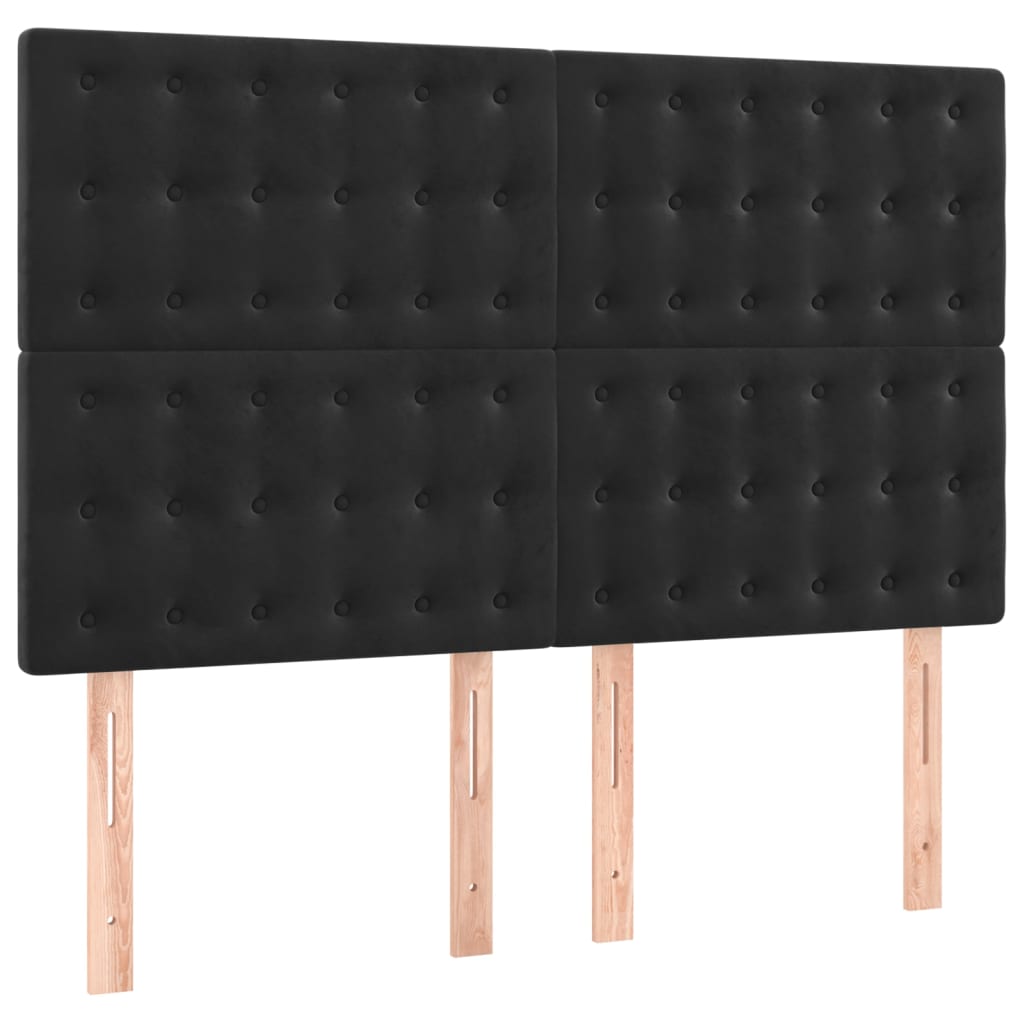 Kopfteil Schwarz 144x5x118/128 cm Samt