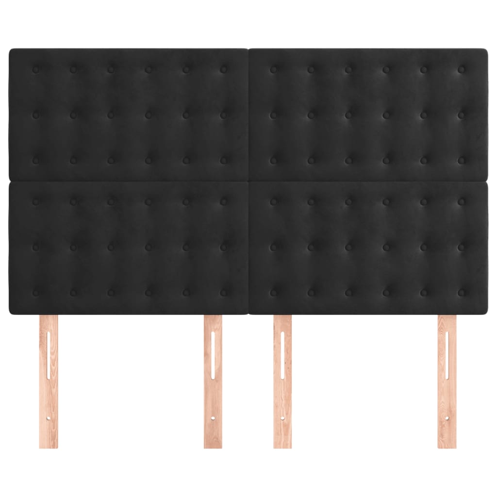 Kopfteil Schwarz 144x5x118/128 cm Samt