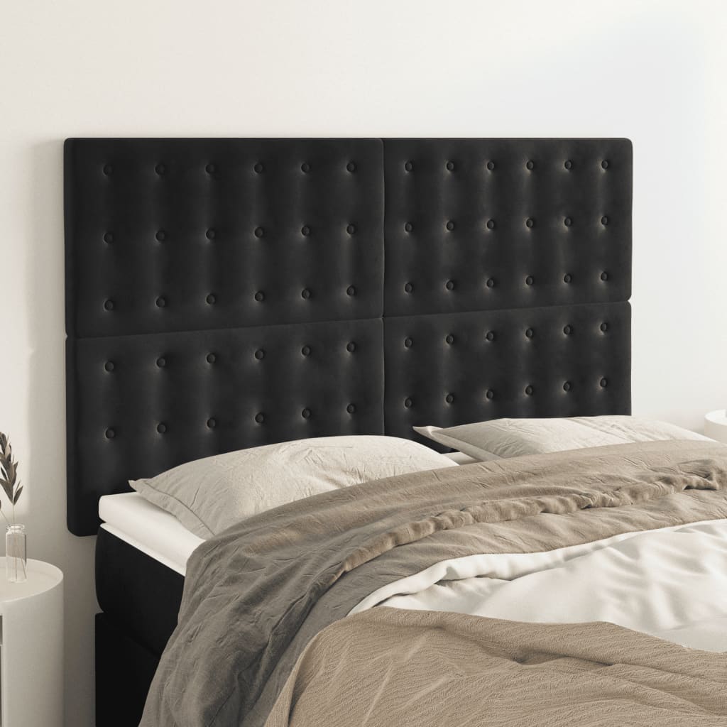 Kopfteil Schwarz 144x5x118/128 cm Samt