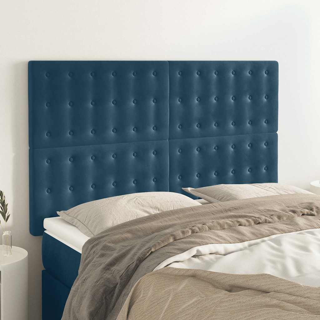 Kopfteil Dunkelblau 144x5x118/128 cm Samt