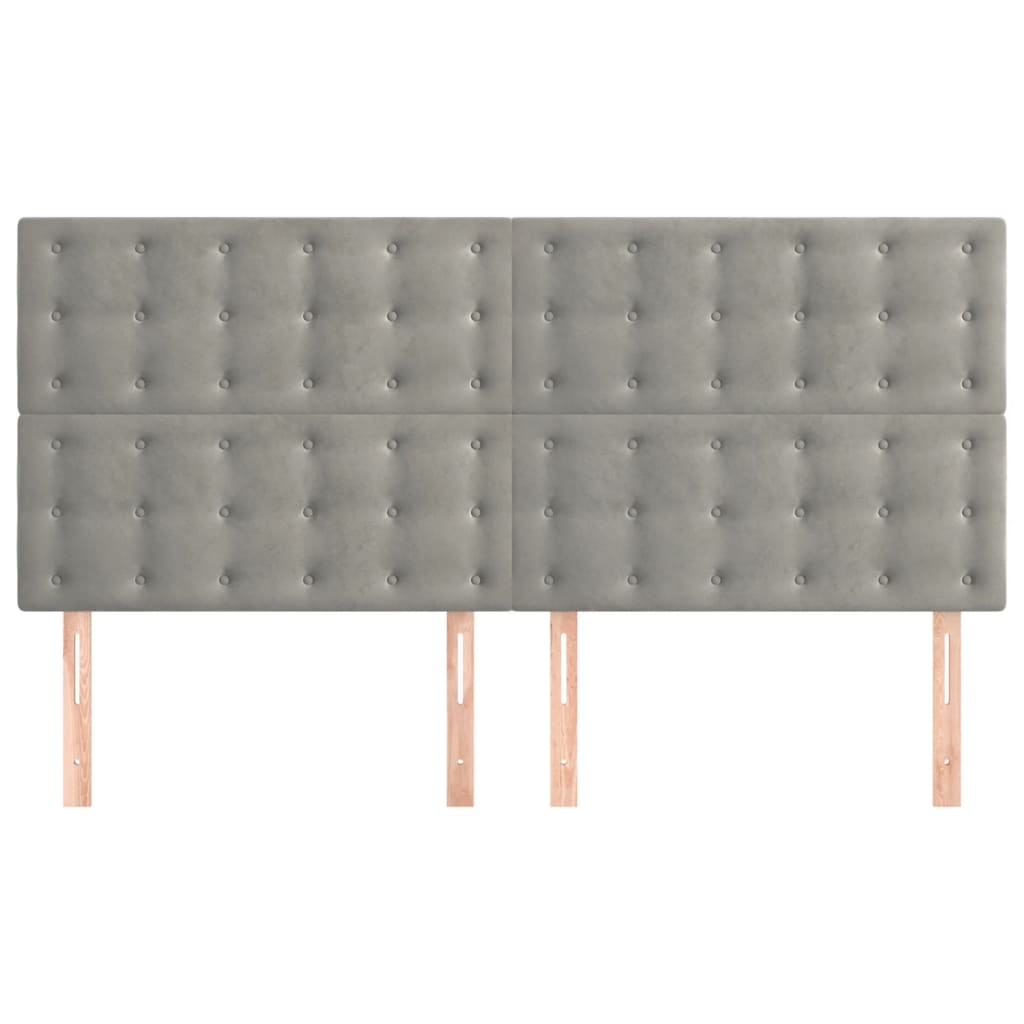 Kopfteil Hellgrau 160 x 5 x 118/128 cm Samt