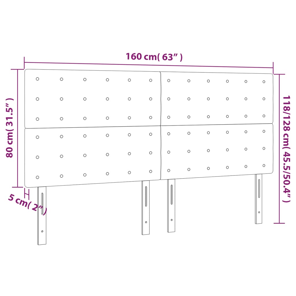 Kopfteil Hellgrau 160 x 5 x 118/128 cm Samt