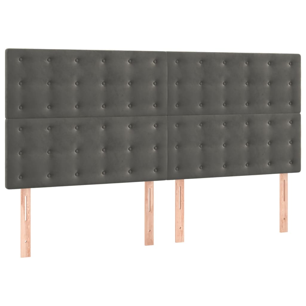 Kopfteil Dunkelgrau 160 x 5 x 118/128 cm Samt