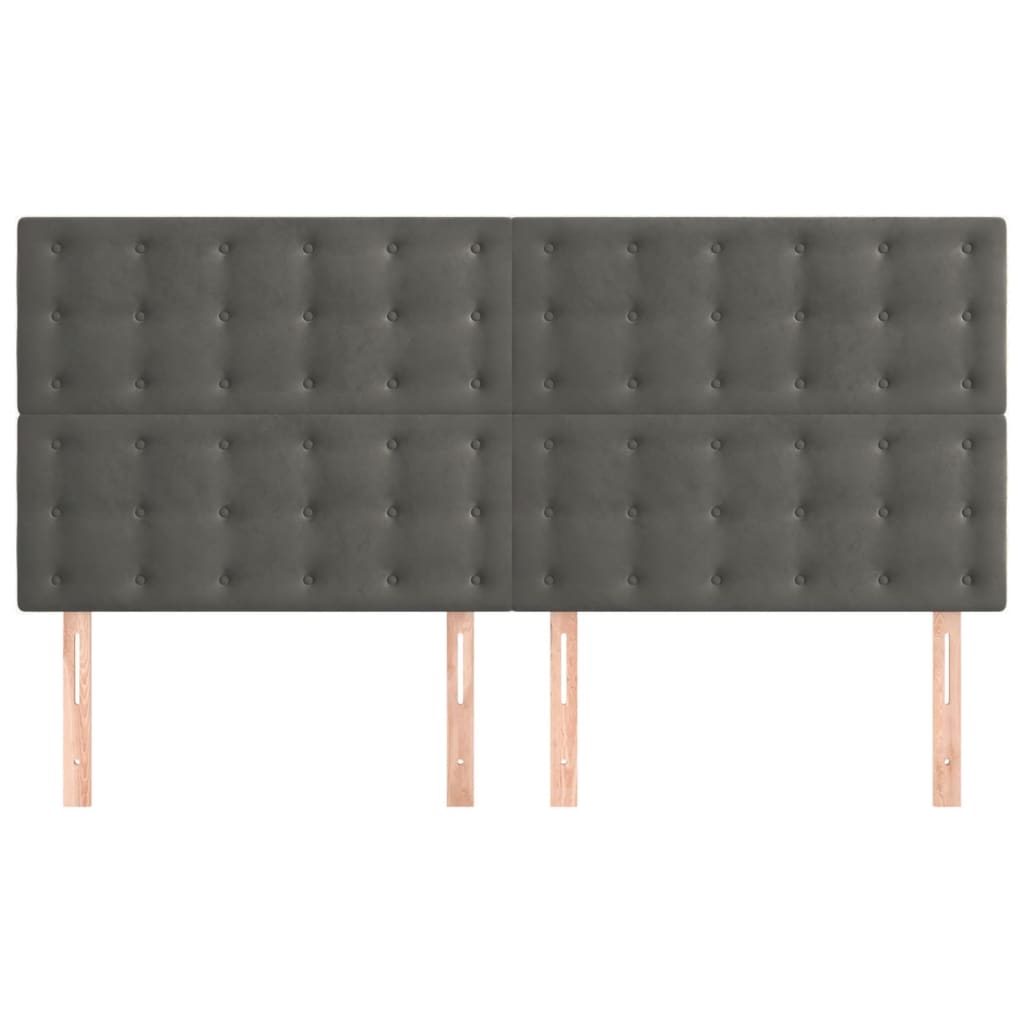 Kopfteil Dunkelgrau 160 x 5 x 118/128 cm Samt