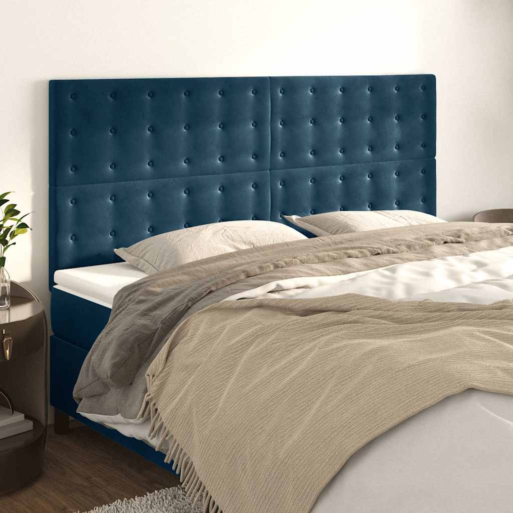 Kopfteil Dunkelblau 160 x 5 x 118/128 cm Samt