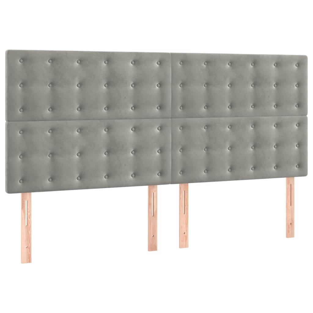 Kopfteil Hellgrau 180x5x118/128 cm Samt