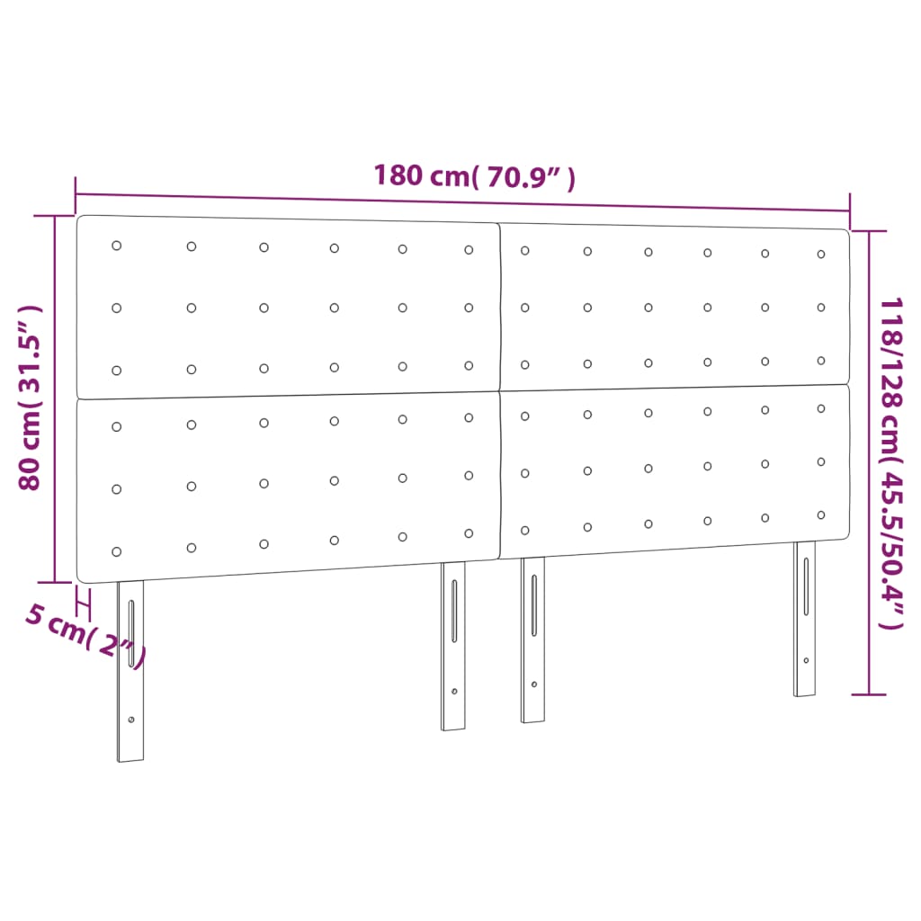 Kopfteil Hellgrau 180x5x118/128 cm Samt