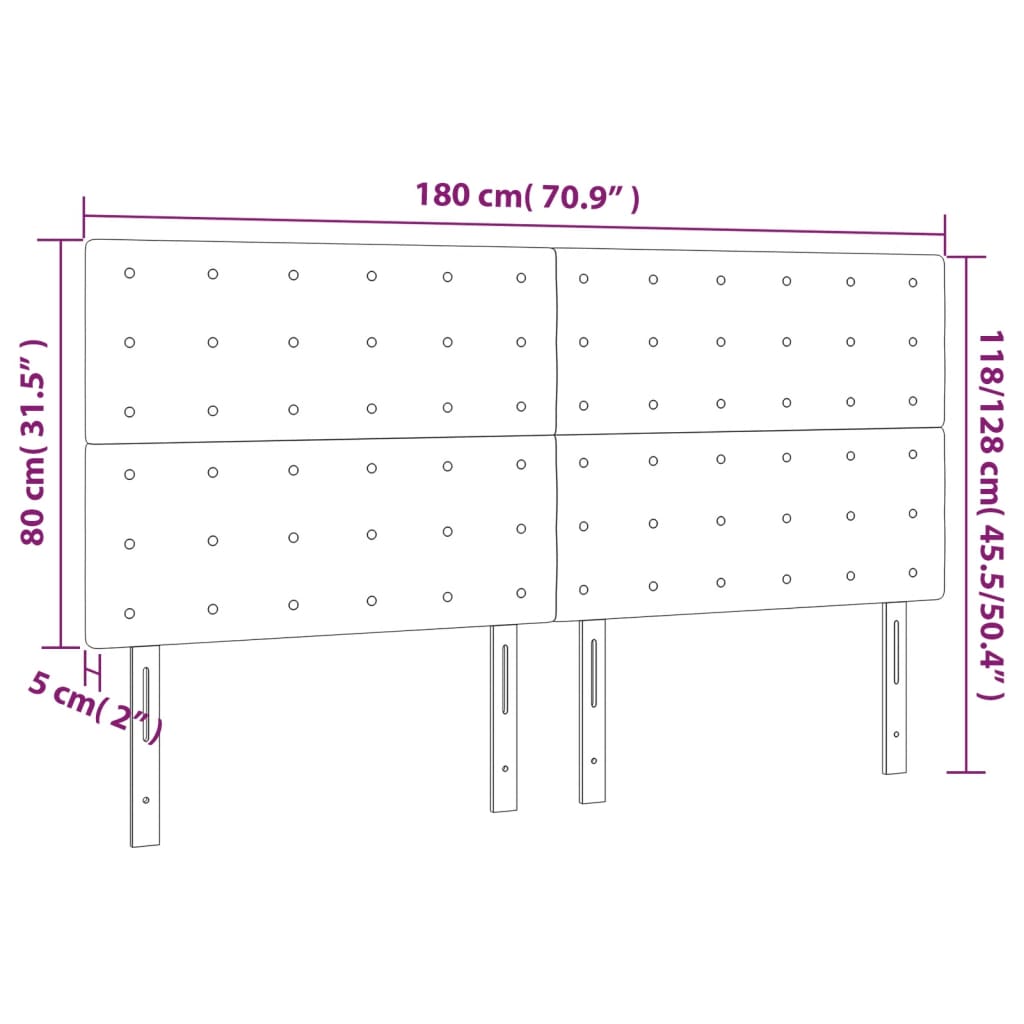 Kopfteil Schwarz 180x5x118/128 cm Samt