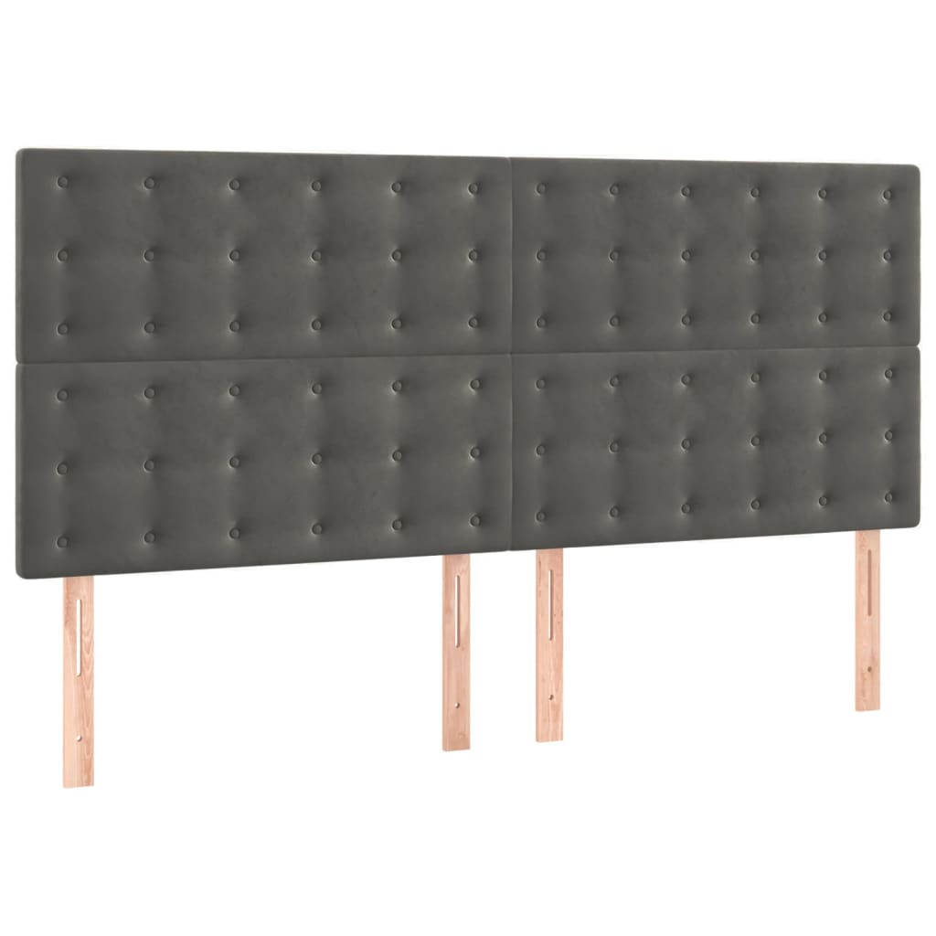 Kopfteil Dunkelgrau 200 x 5 x 118/128 cm Samt