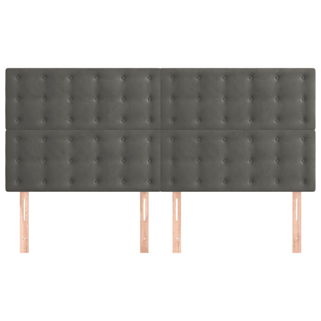 Kopfteil Dunkelgrau 200 x 5 x 118/128 cm Samt