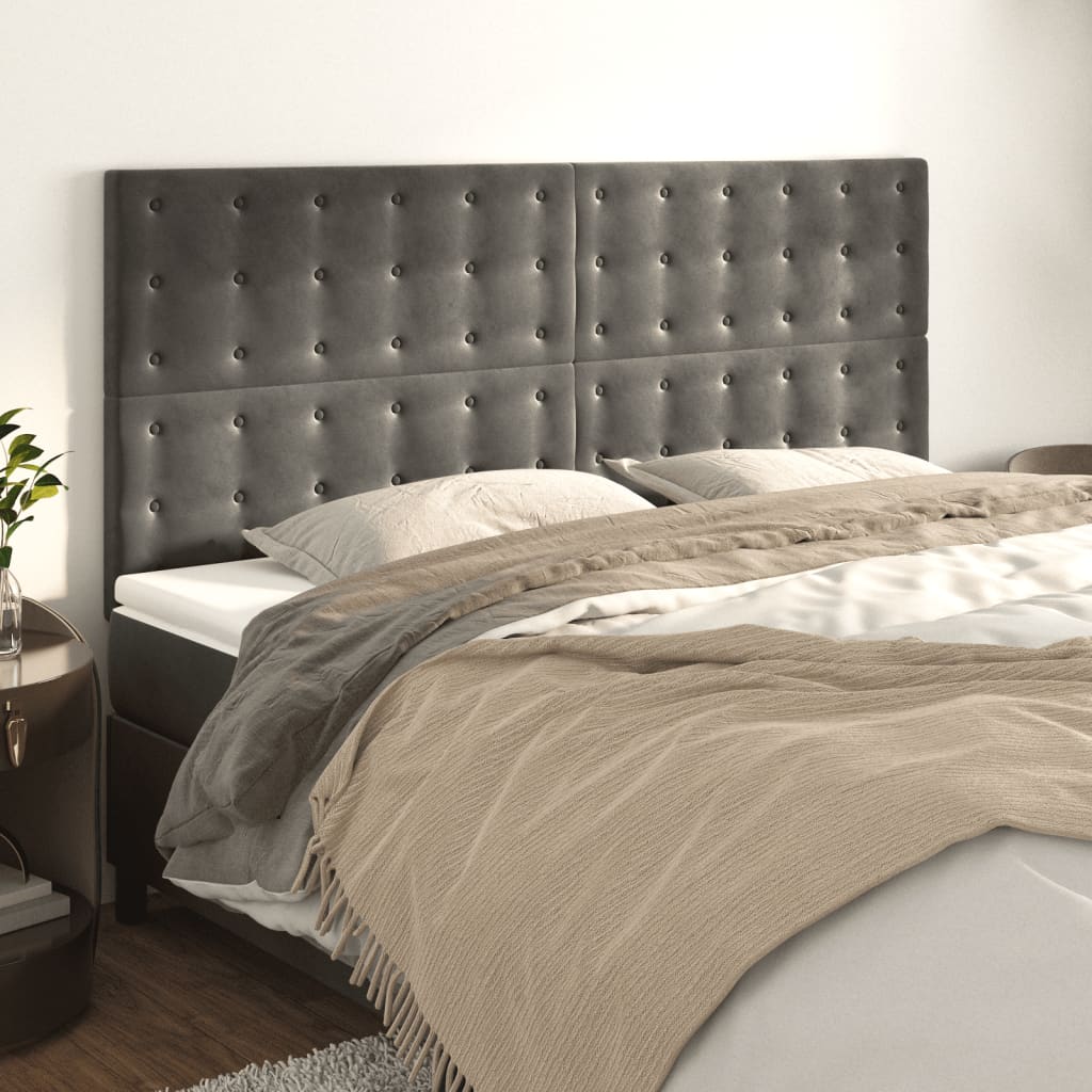 Kopfteil Dunkelgrau 200 x 5 x 118/128 cm Samt
