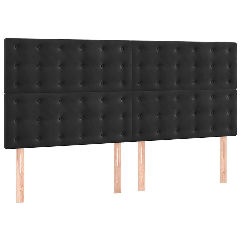 Kopfteil Schwarz 200 x 5 x 118/128 cm Samt