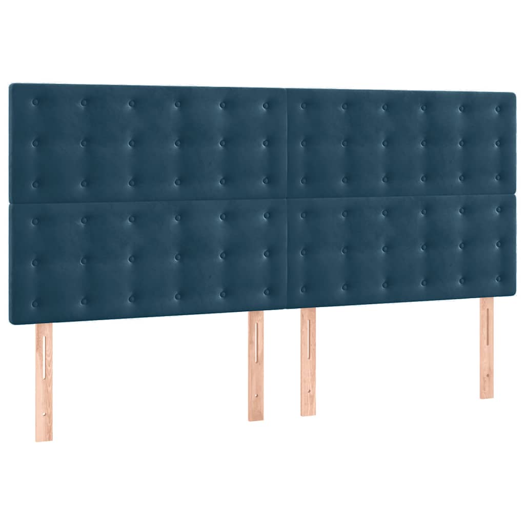 Kopfteil Dunkelblau 200 x 5 x 118/128 cm Samt