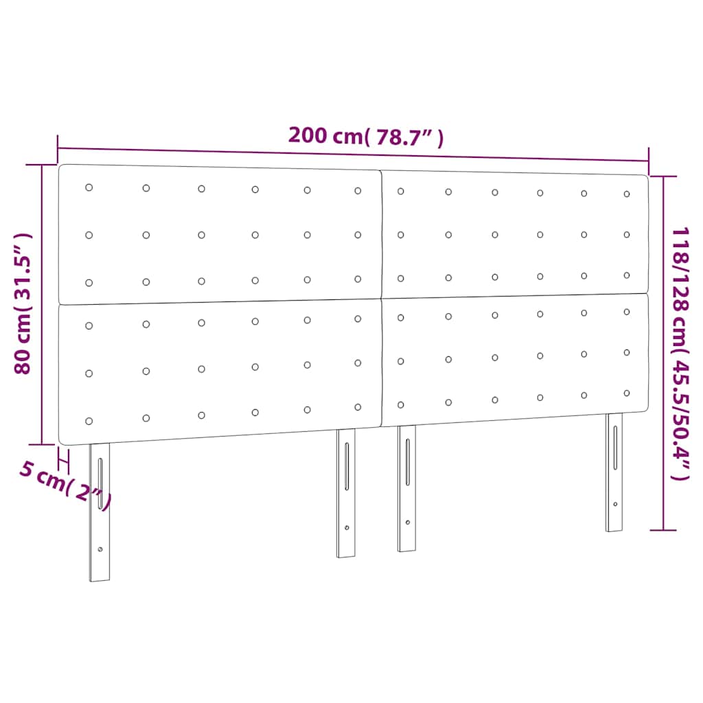 Kopfteil Dunkelblau 200 x 5 x 118/128 cm Samt