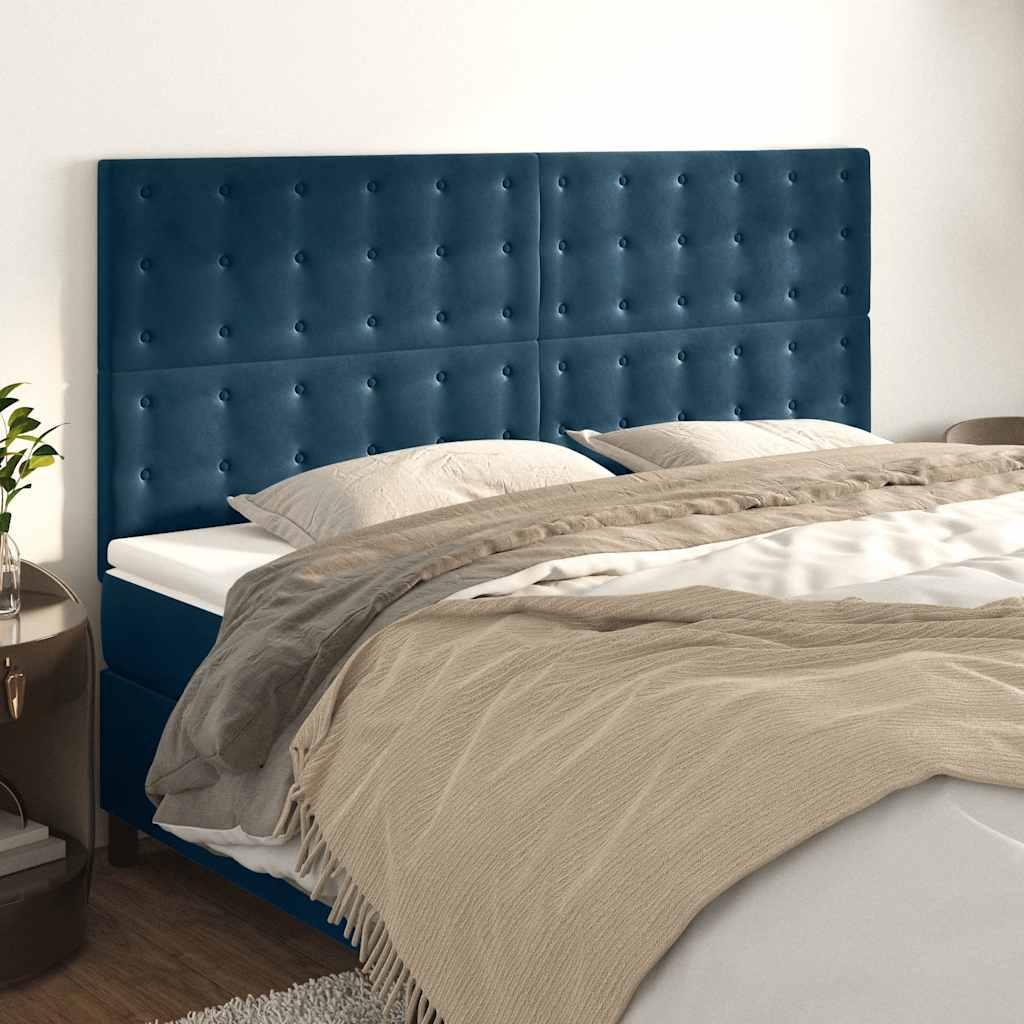 Kopfteil Dunkelblau 200 x 5 x 118/128 cm Samt