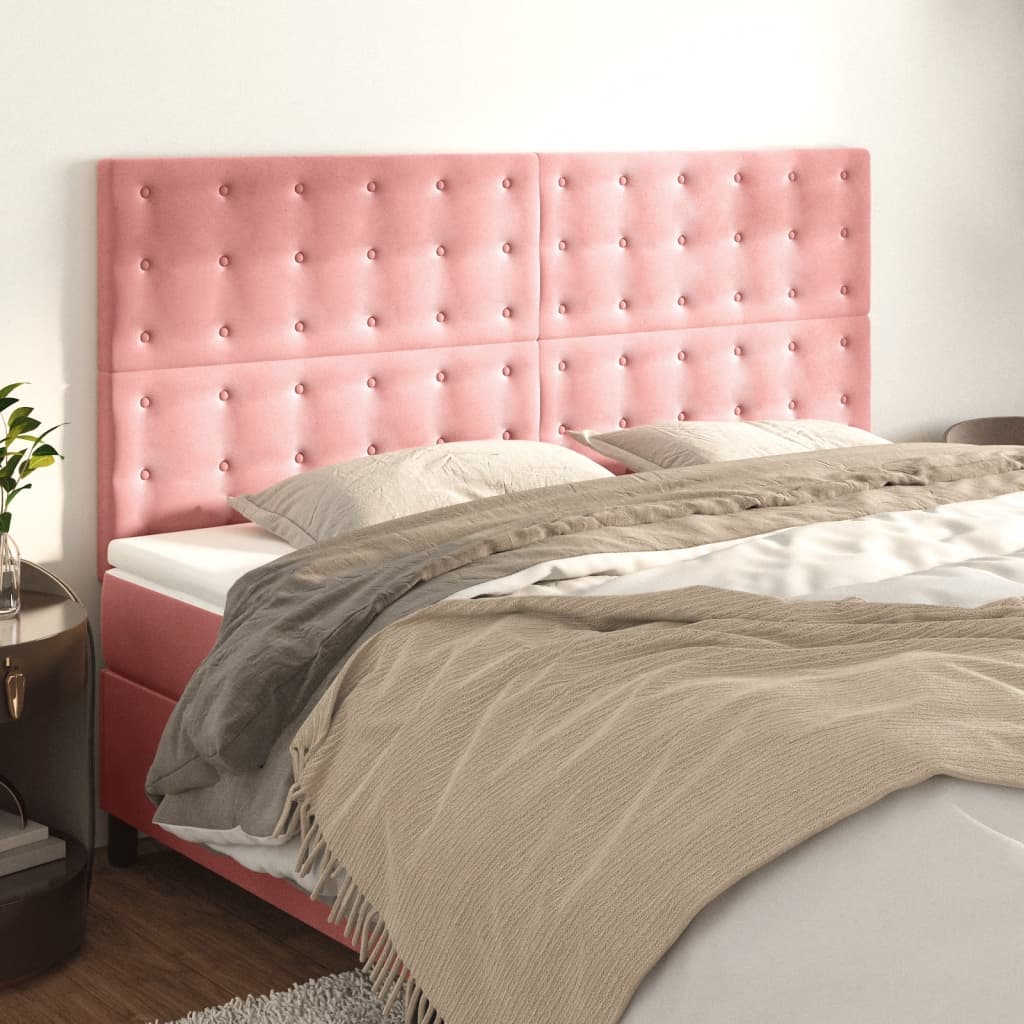 Kopfteil Rosa 200 x 5 x 118/128 cm Samt