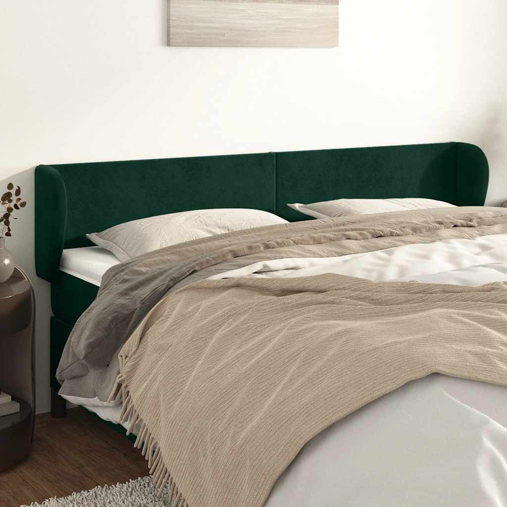 Kopfteil mit Ohren Dunkelgrün 163x23x78/88 cm Samt