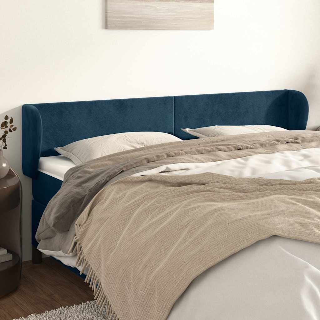 Kopfteil mit Ohren Dunkelblau 163x23x78/88 cm Samt