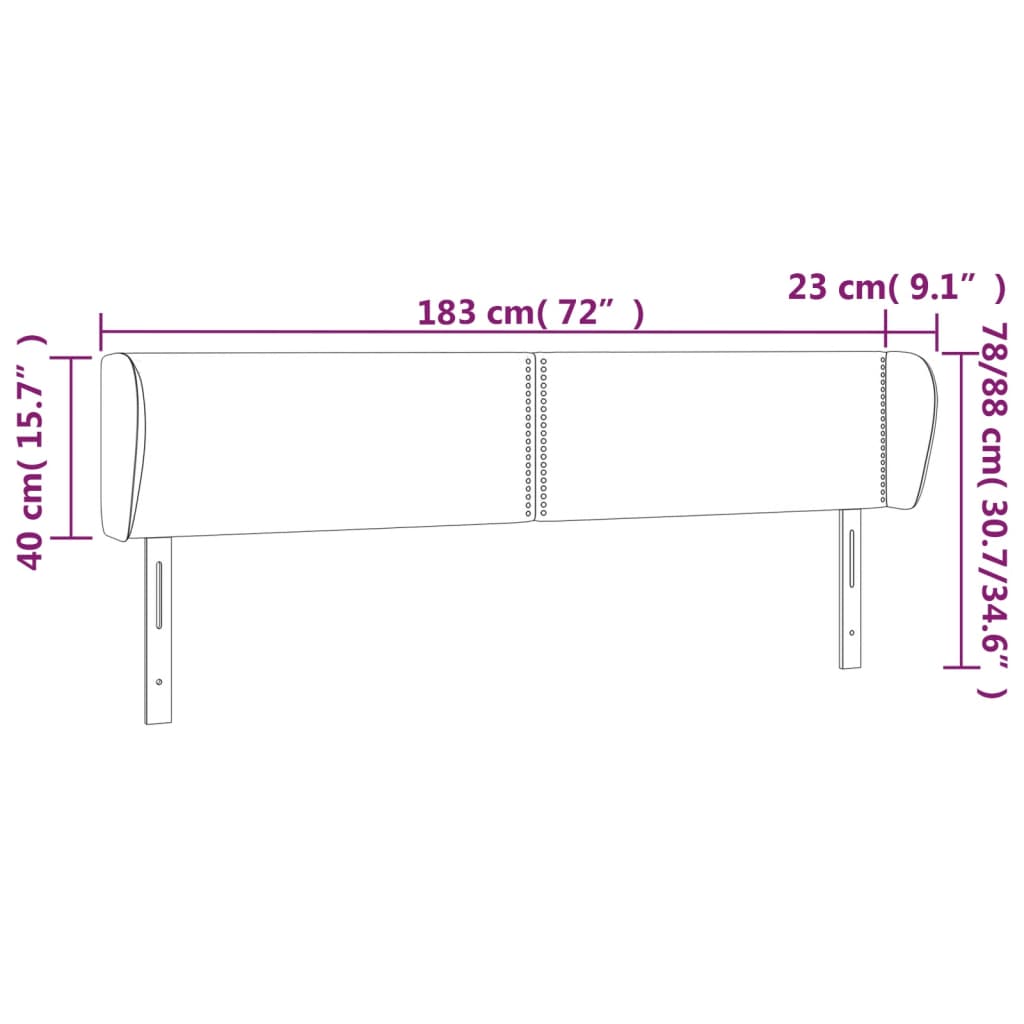 Kopfteil mit Ohren Dunkelgrau 183x23x78/88 cm Samt