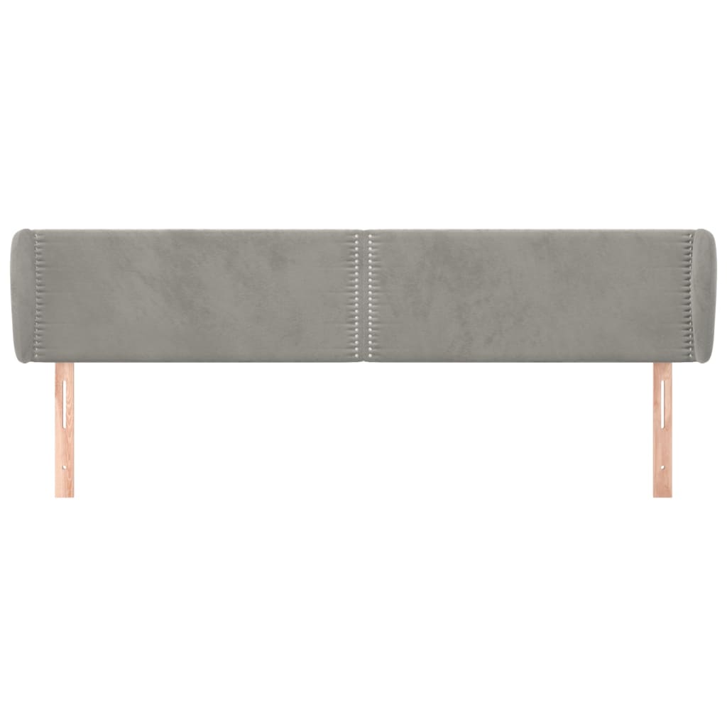 Kopfteil mit Ohren Hellgrau 203x23x78/88 cm Samt