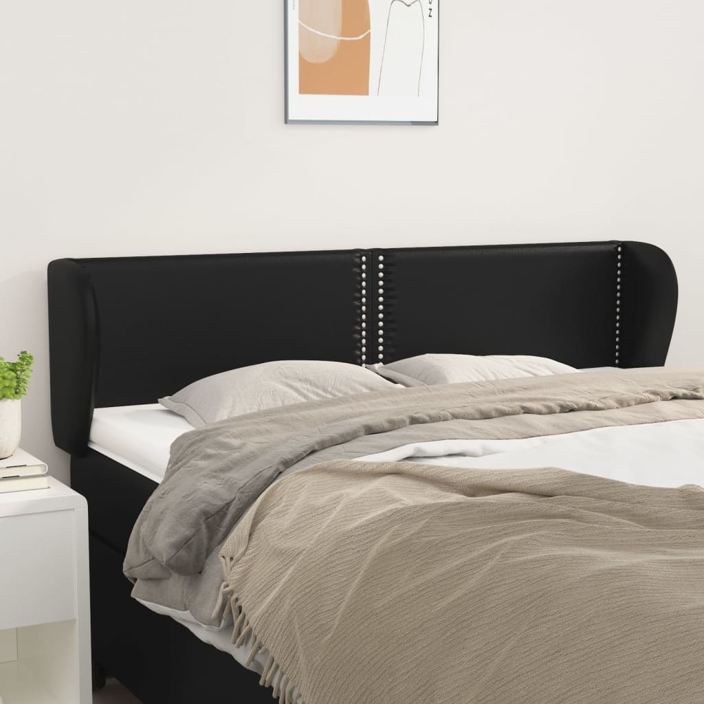 Kopfteil mit Ohren Schwarz 147x23x78/88 cm Kunstleder