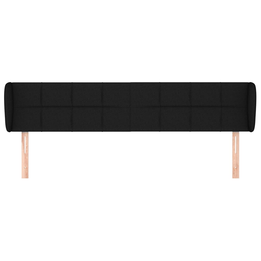 Kopfteil mit Ohren Schwarz 203x23x78/88 cm Stoff