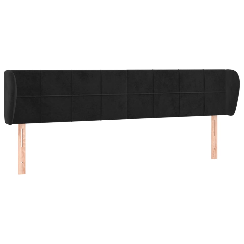 Kopfteil mit Ohren Schwarz 183x23x78/88 cm Samt