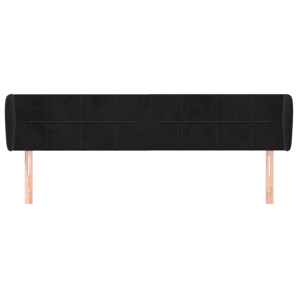Kopfteil mit Ohren Schwarz 183x23x78/88 cm Samt